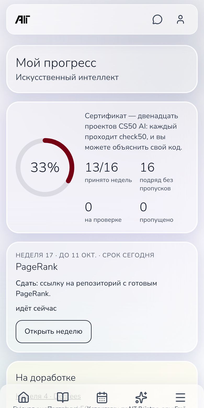 Мой прогресс в AIT Hub на телефоне